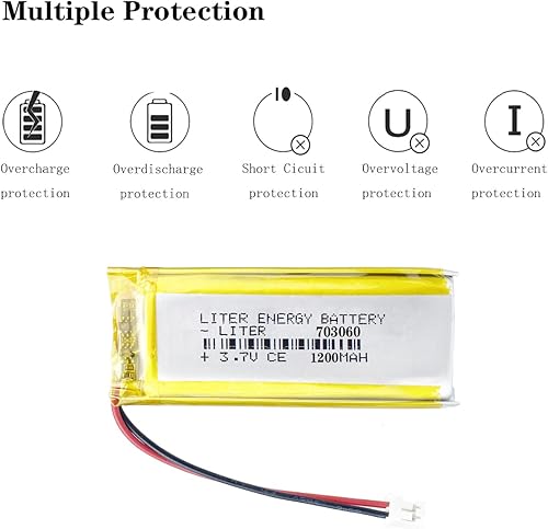 Miniatura 4 de batería recargable 703060 del polímero de iones de litio de la batería 1200mAh de 3.7V Lipo con el conector de JST