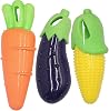 3-Pack Indestructible Dog Chew Toys for Aggressive Chewers, Squeaky Dog Teething Toys for Medium Large Dogs, Rubber Carrot Corn Eggplant Design