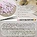 FSpronail 3D Nail Charms Bow Nail Gems and Rhinestones Set 12 Grid AB Crystals Rinestone Pink&White Bows Charms for Nail Art DIY Decoration Design, with Tweezers and Wax Pencil Tools