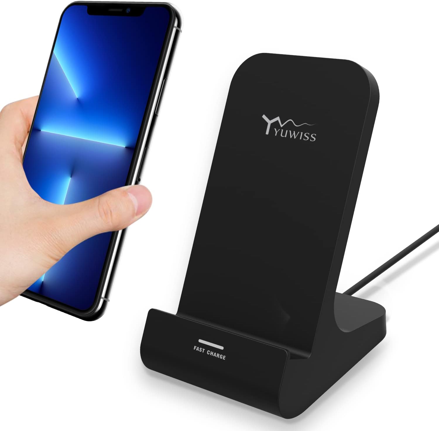 Wireless Charger YW YUWISS Wireless Phone Charger Stand 10W Max Compatible with Apple iPhone 14 13 12/12 Pro Max/ 11Pro/11Pro Max/XR/XS Max/XS/X/8/8Plus, Samsung Galaxy (Dark)