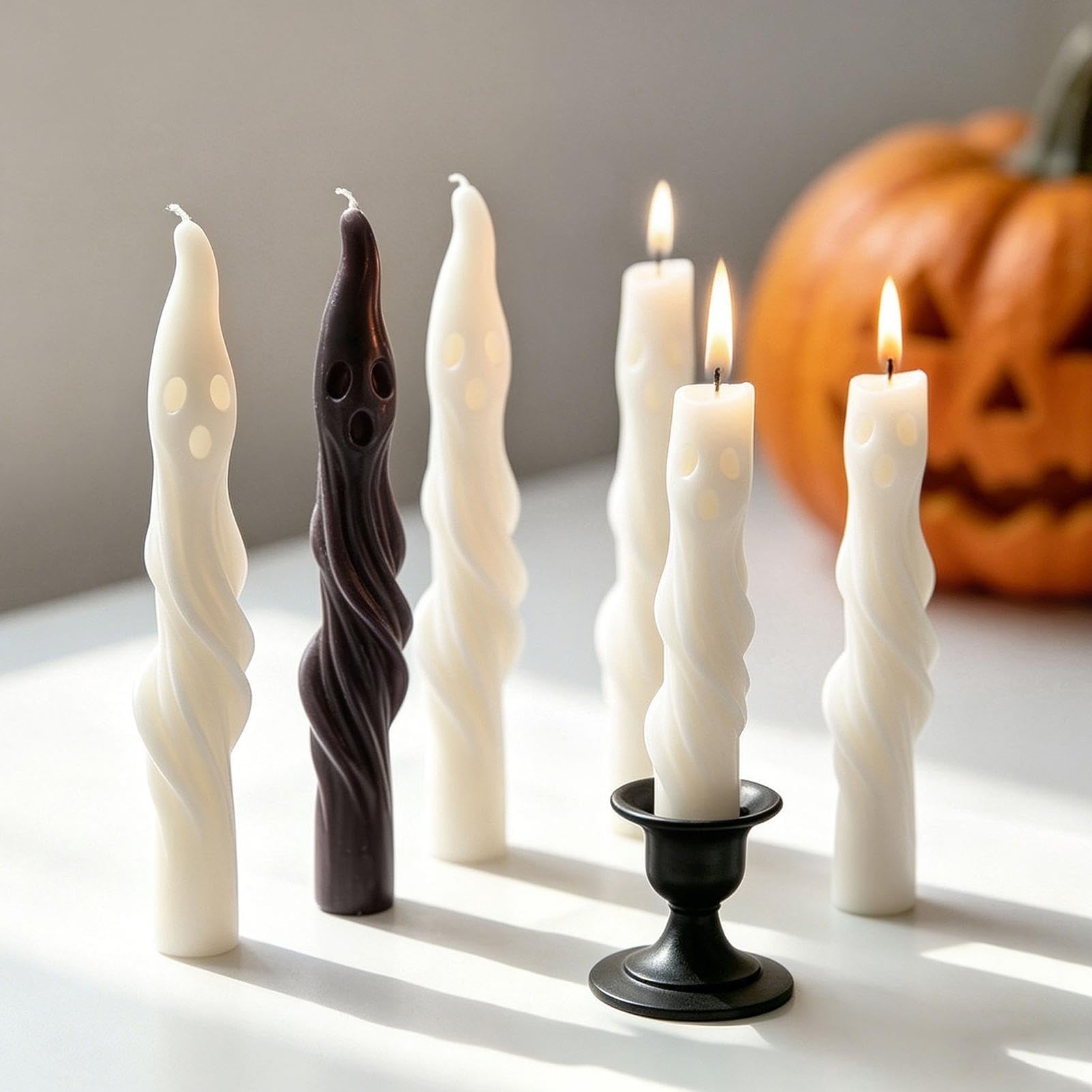 Stampo in silicone a spirale 3D per candele di soia, sapone e argilla, ideale per Halloween, casa, feste, caminetti e decorazioni per tavolo da pranzo