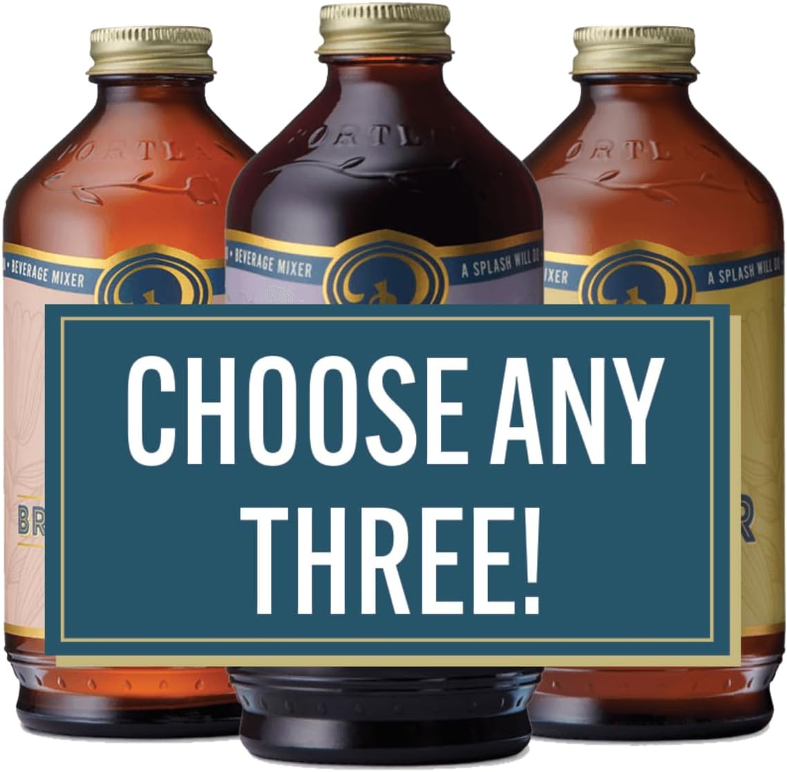 Portland Syrups - CHOOSE YOUR FLAVORS - Premium Concentrates for Cocktails, Mocktails, Soda, Tea, Coffee, Baking & More - Organic Ingredients & 40% Less Sugar - Box of 3 (12oz Bottles)