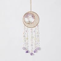 Vista 29 de Atrapasueños de piedras preciosas de ágata con 7 chakras, árbol de la vida, atrapasueños con piedras de cristal, decoración de pared hecha a mano