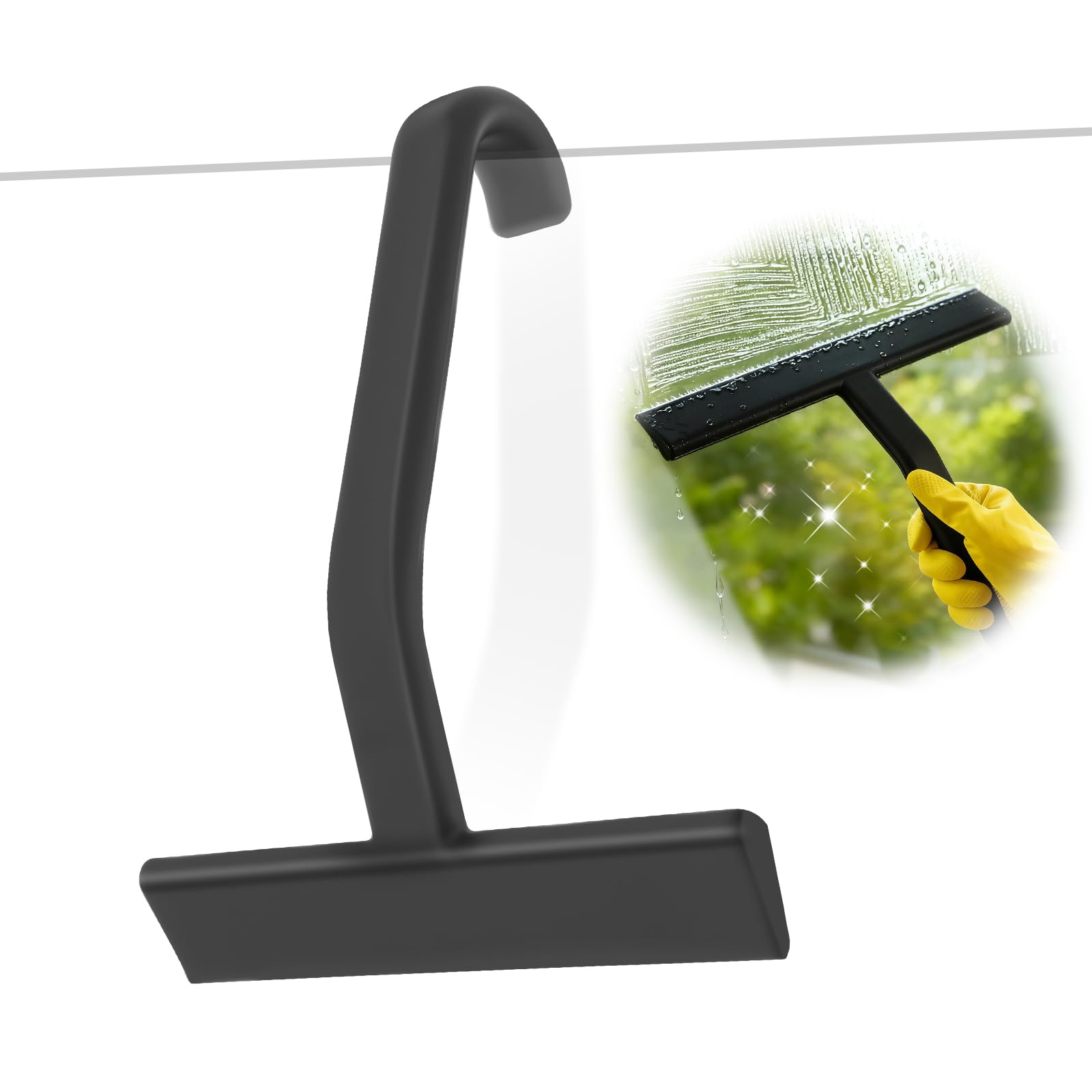 Shower Squeegee for Shower Door Integrated, Silicone Bathroom Squeegee with Built in Hook Design for Effortless Hanging and Cleaning 12.6 in