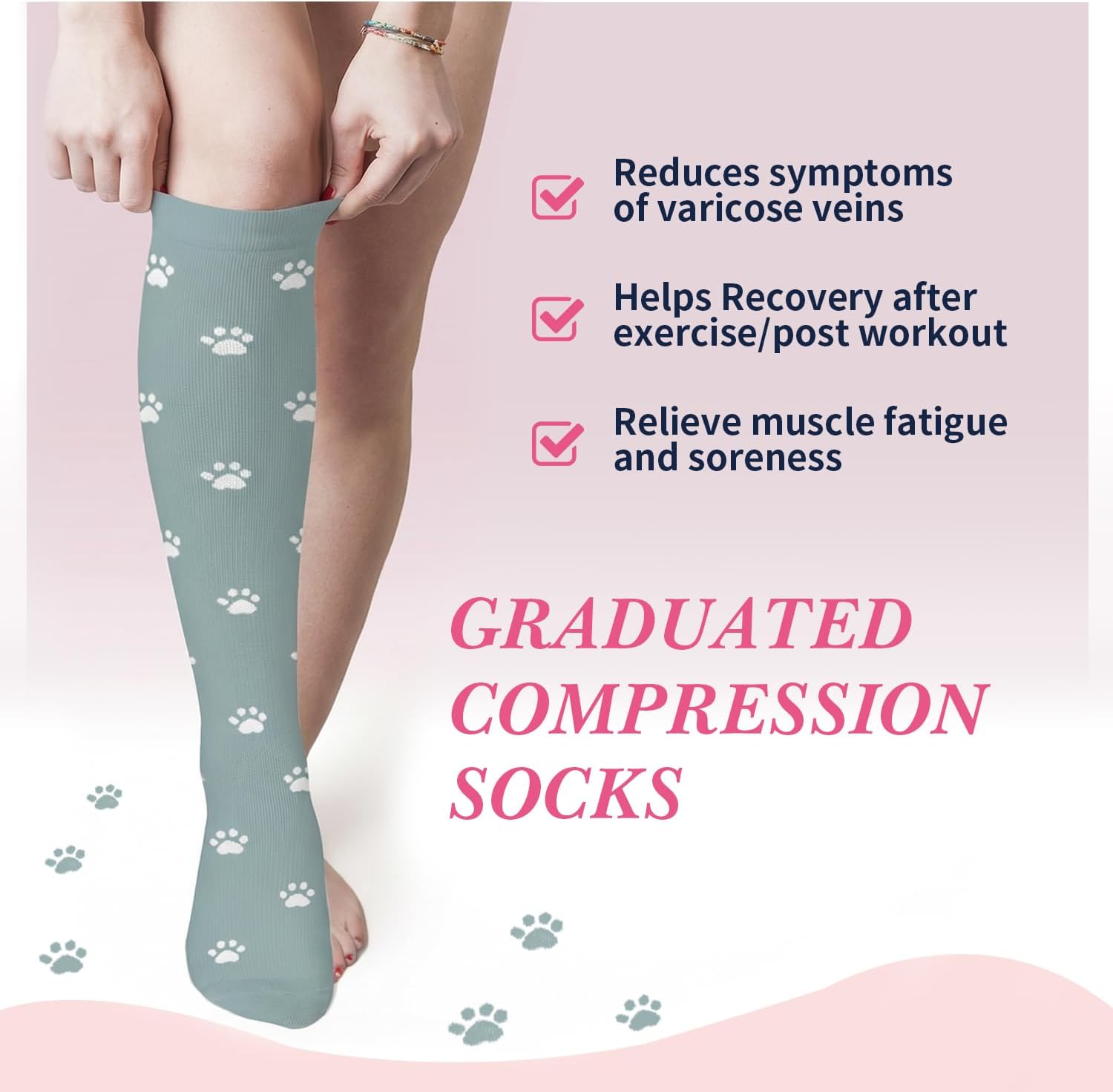  Compression Socks for Women & Men 6 Pairs is Best Supportive Knee High Stockings for Circulation, Travel, Nurses thumbnail