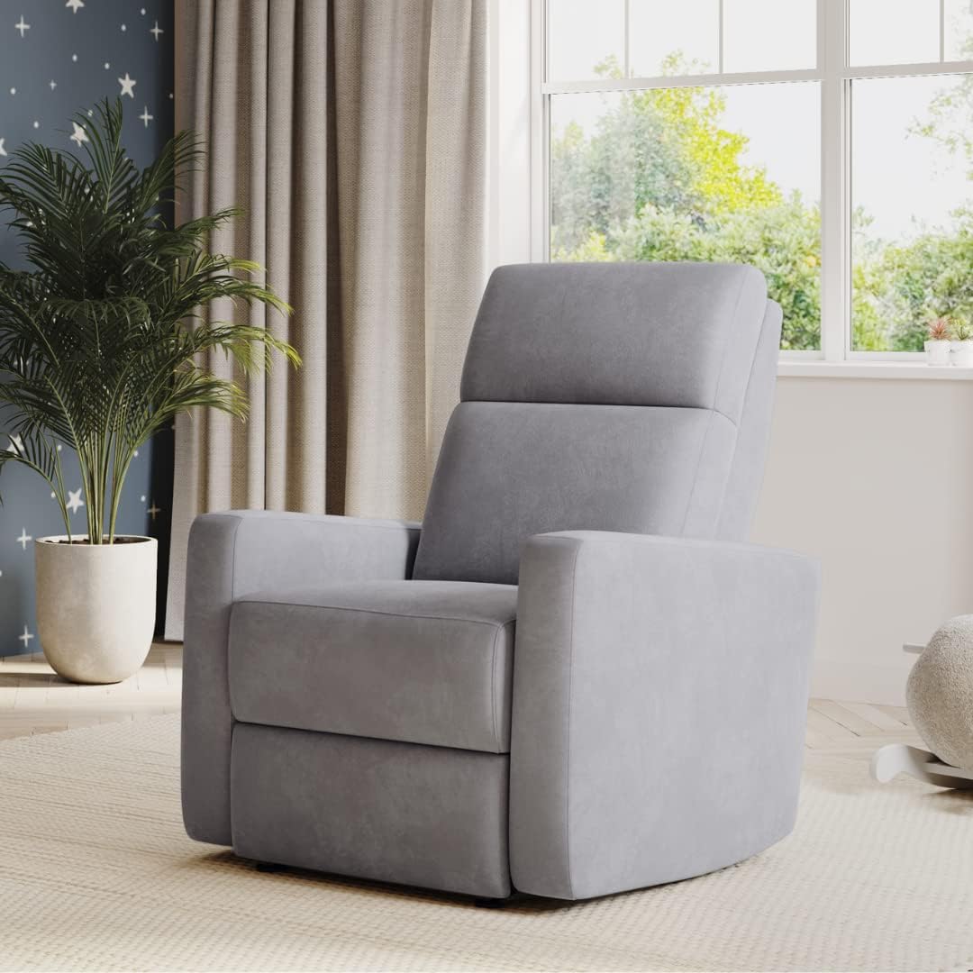 Nurture& The Manual Glider Premium Modern Recliner Nursery Glider Chair with Spill, Stain Proof Fabric | Designed with a Thoughtful Combination of Function and Comfort | Water Repellant (Ivory)