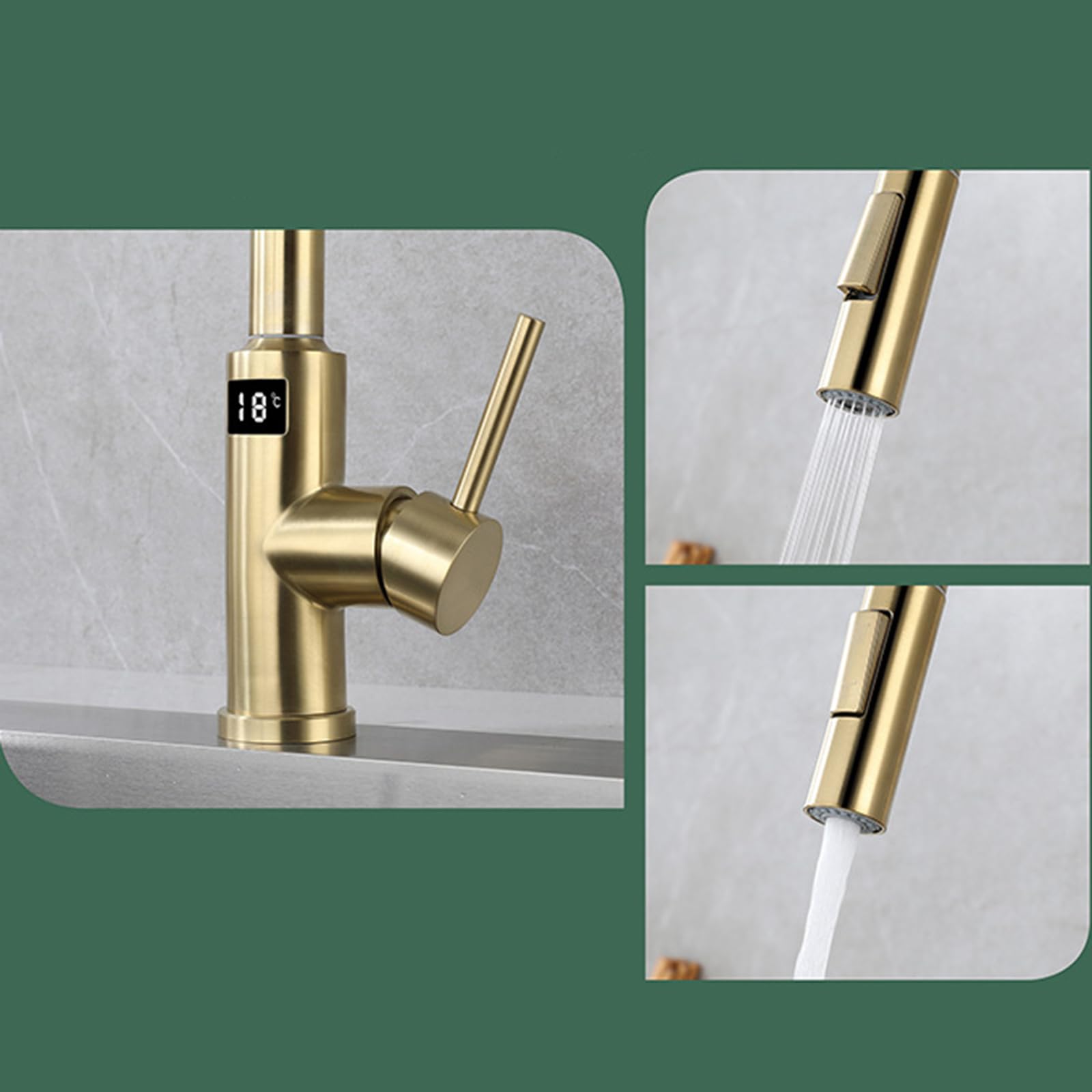 XJTNLB Robinet Brossé Cuisine Tactile Mitigeur Douchette | Robinet à Commande Tactile Intelligente Affichage Digital Mitigeur Monocommande