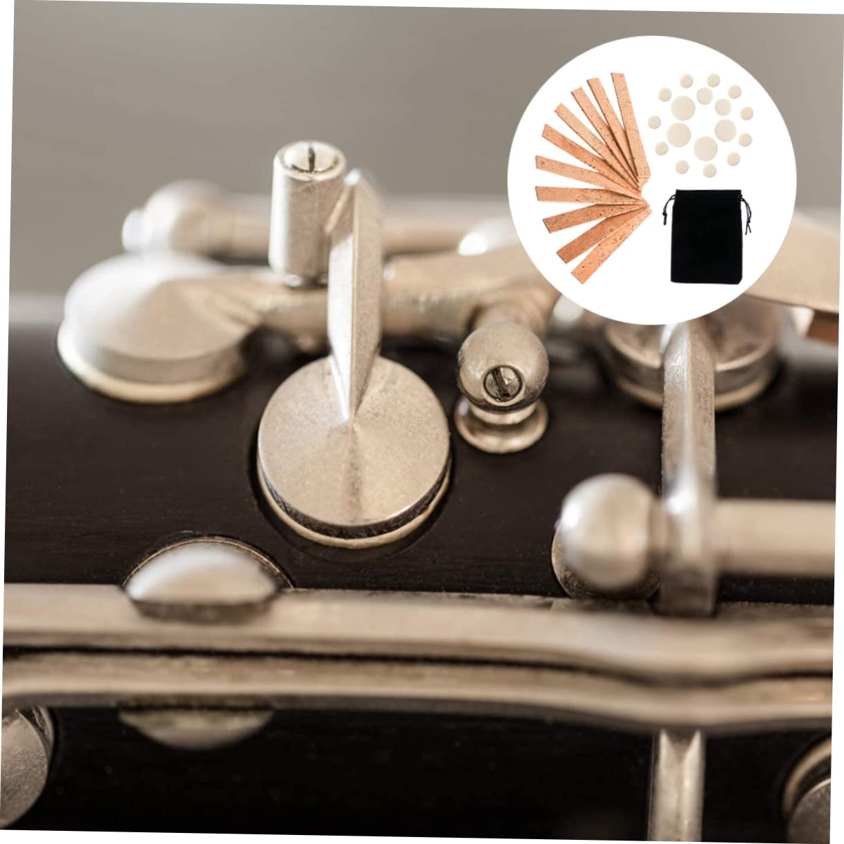 VICASKY 3sätze Clarinet Zubehör Teiliges Klarinetten Reparaturset Mit Kork Klanglöchern Und Pads Langlebig Leicht Und Installieren Für Klarinettenliebhaber