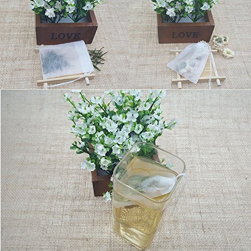 Tea Filter Bags, Nuiby Empty Tea Bags For Loose Leaf Tea - Disposable Tea Infuser Bags - 1 Cup Capacity, 100 Counts With 1Pc Stainless Steel Tea Spoon (2.4In X 3.2In) #TOP2