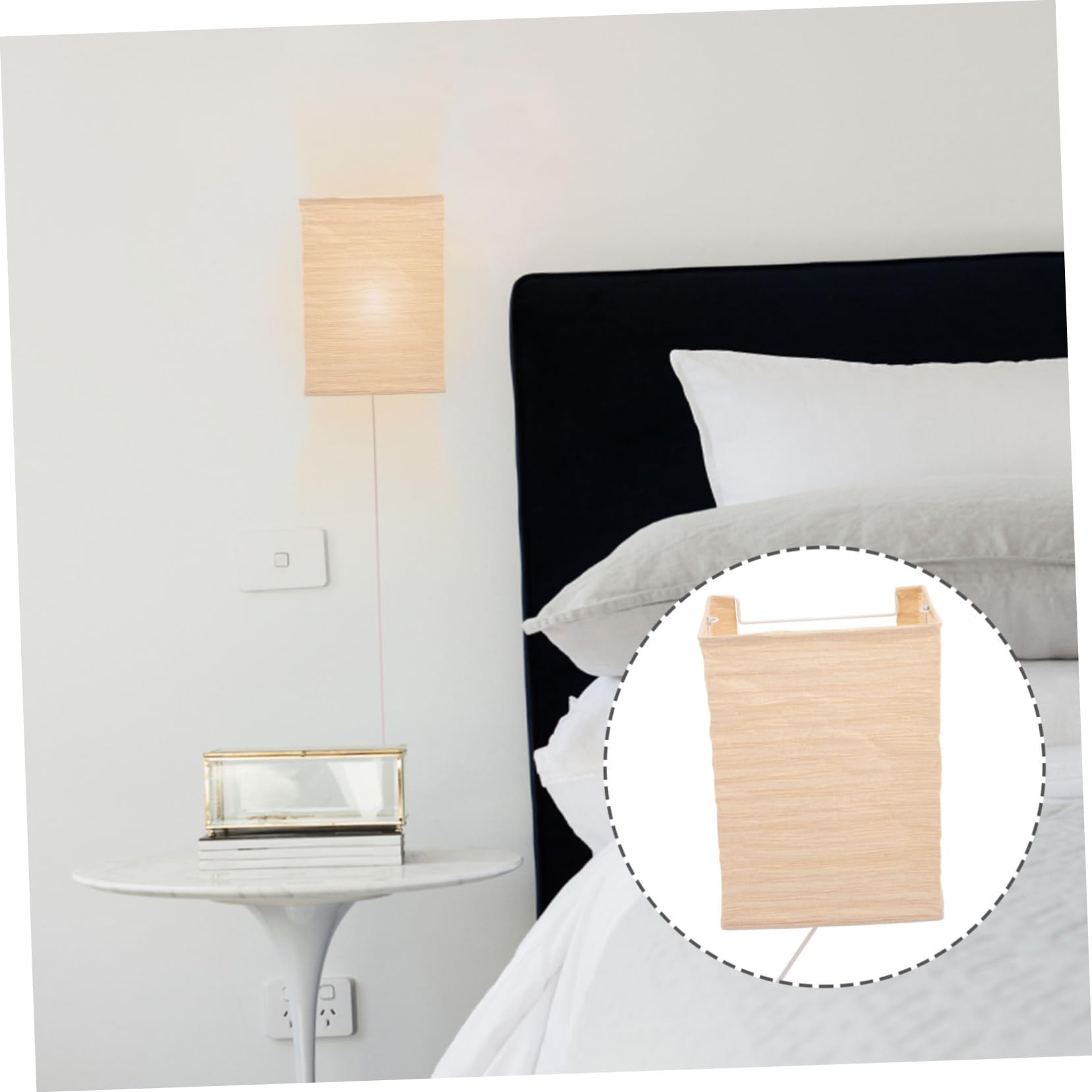 Applique da Parete Nordica in Carta e Ferro Marrone E14 | Effetto Luce Accogliente, Facile da Installare, per Hotel e Camera da Letto