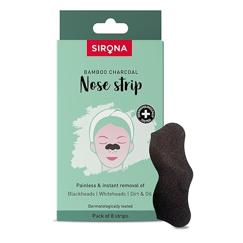 Sirona Tiras de nariz de carbón de bambú para mujer, paquete de 8, eliminación instantánea e indolora de puntos blancos, puntos negros, limpiador de