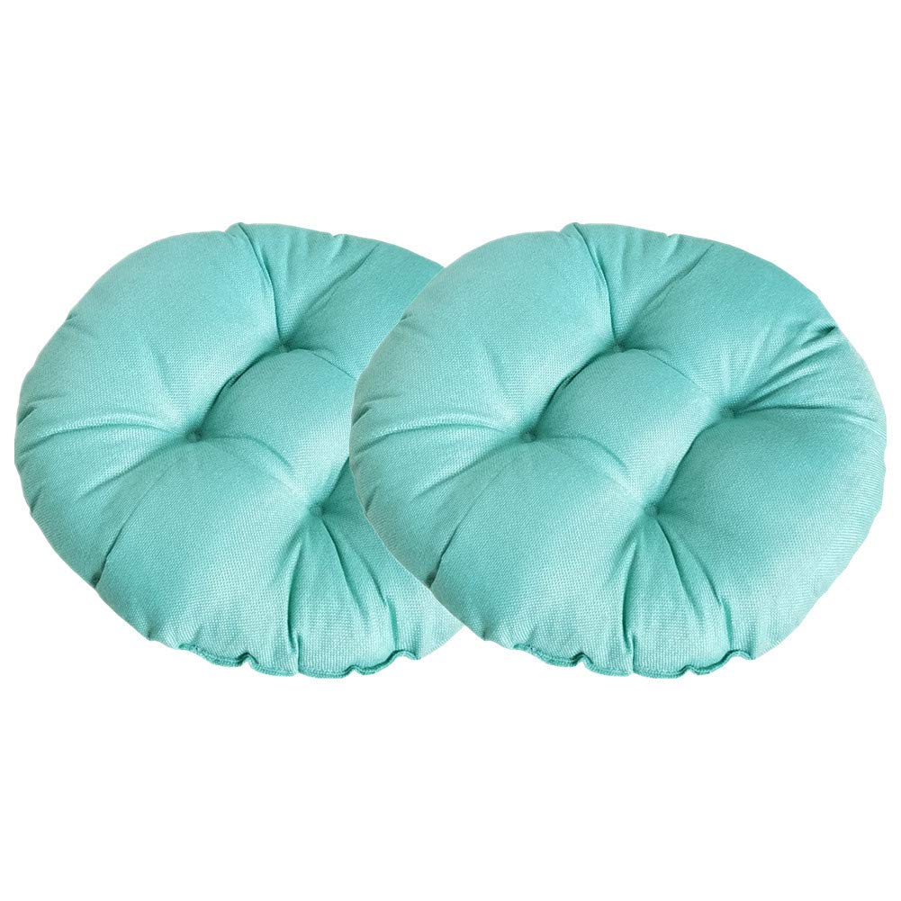 2 Coussins Chaise Ronds 40x40cm | Lin Et Coton PP | Pour Intérieur/Extérieur | Bleu Paon