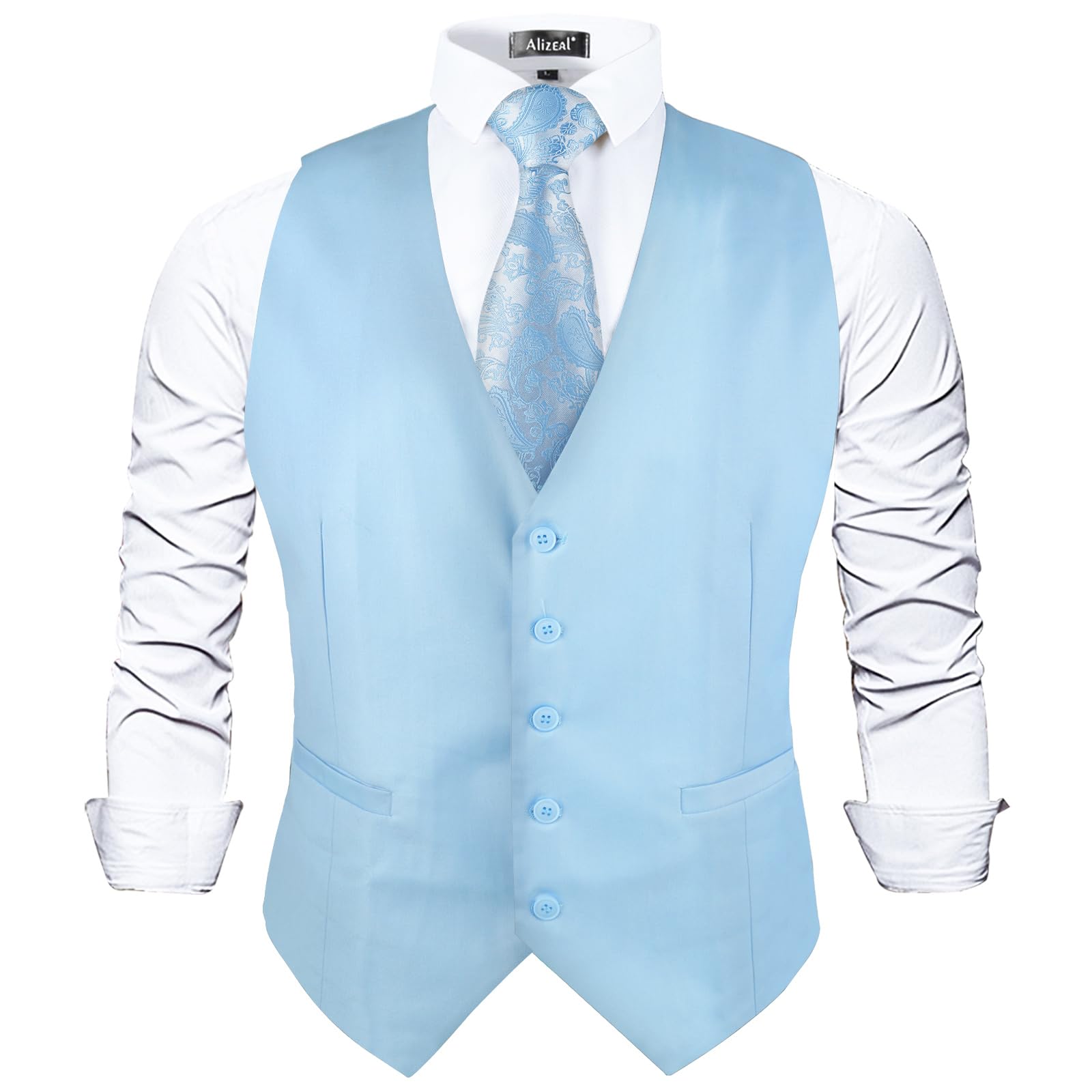 Alizeal Chaleco de esmoquin clásico de color sólido para hombre, ajuste regular, para boda