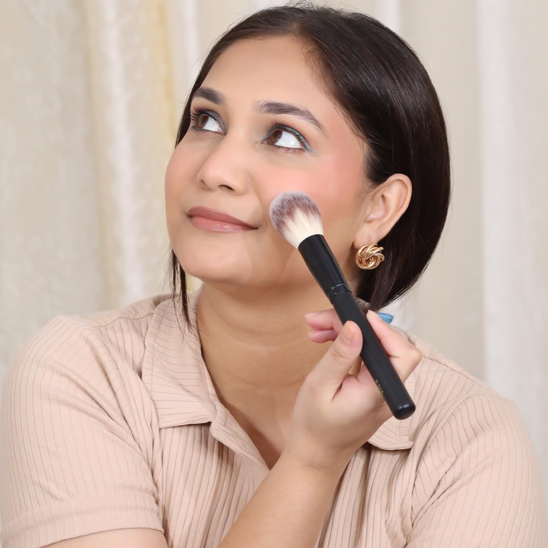 Cuffs N Lashes F014 Powder &Blush Brush | Professional Makeup Brush with Ultra-Soft Bristles | Handmade in India | Cruelty-Free | Perfect for Loose Powder and Blush Application - Image 5 thumbnail