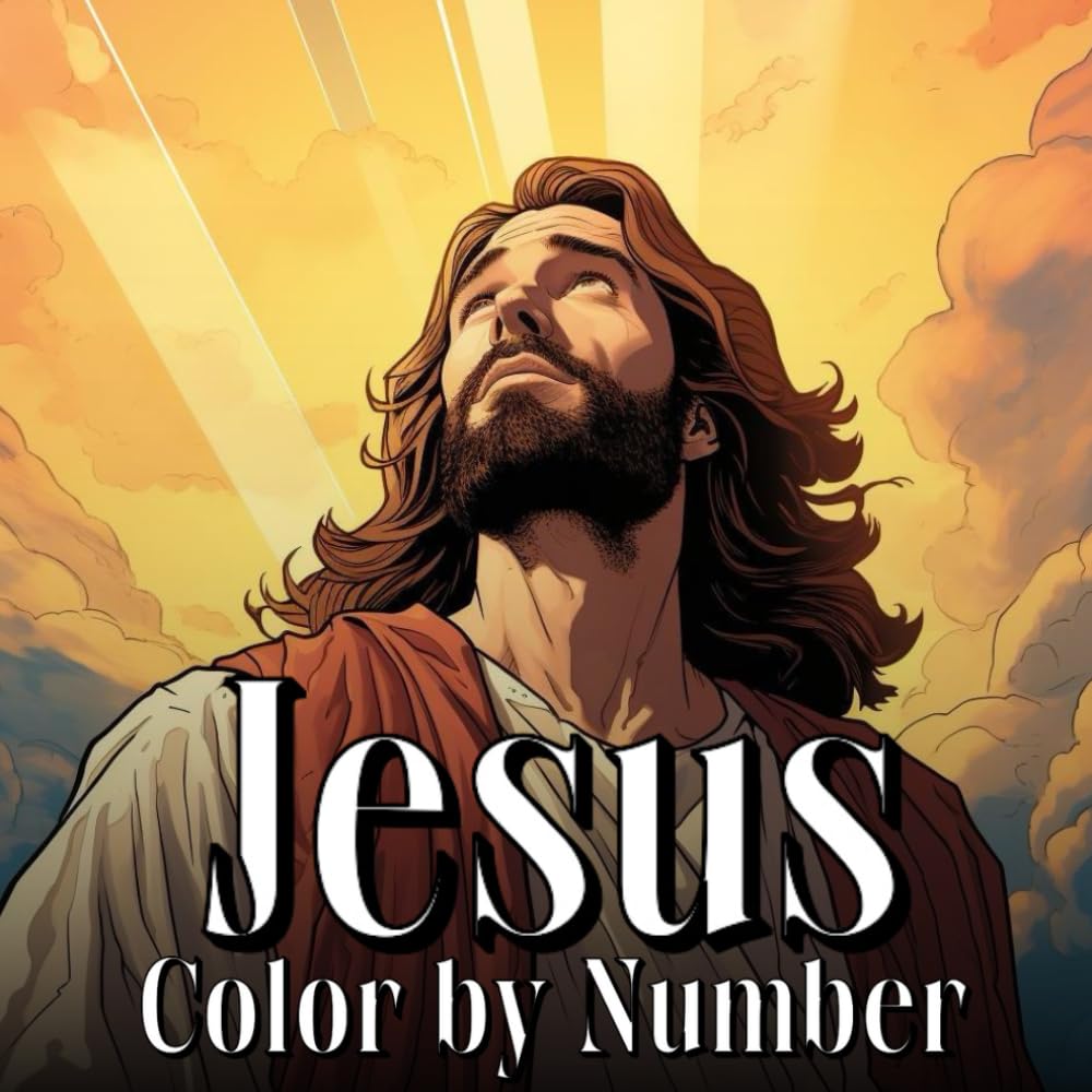 Jesus Color by Number: Christian Coloring Books for Adults with Bible Scenes