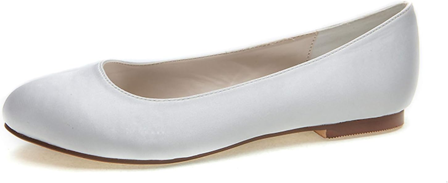 Wedding Flats Shoes Women Satin Round Toe Comfortable Bride Ballet Flats