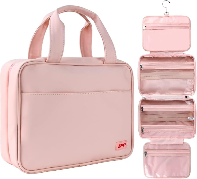 Travel Toiletry Bag,Hanging Toiletry Bags for Traveling Women, Water-resistant Makeup Cosmetic Bag Travel Organizer for Accessories, Shampoo, Full-size Container, Toiletries