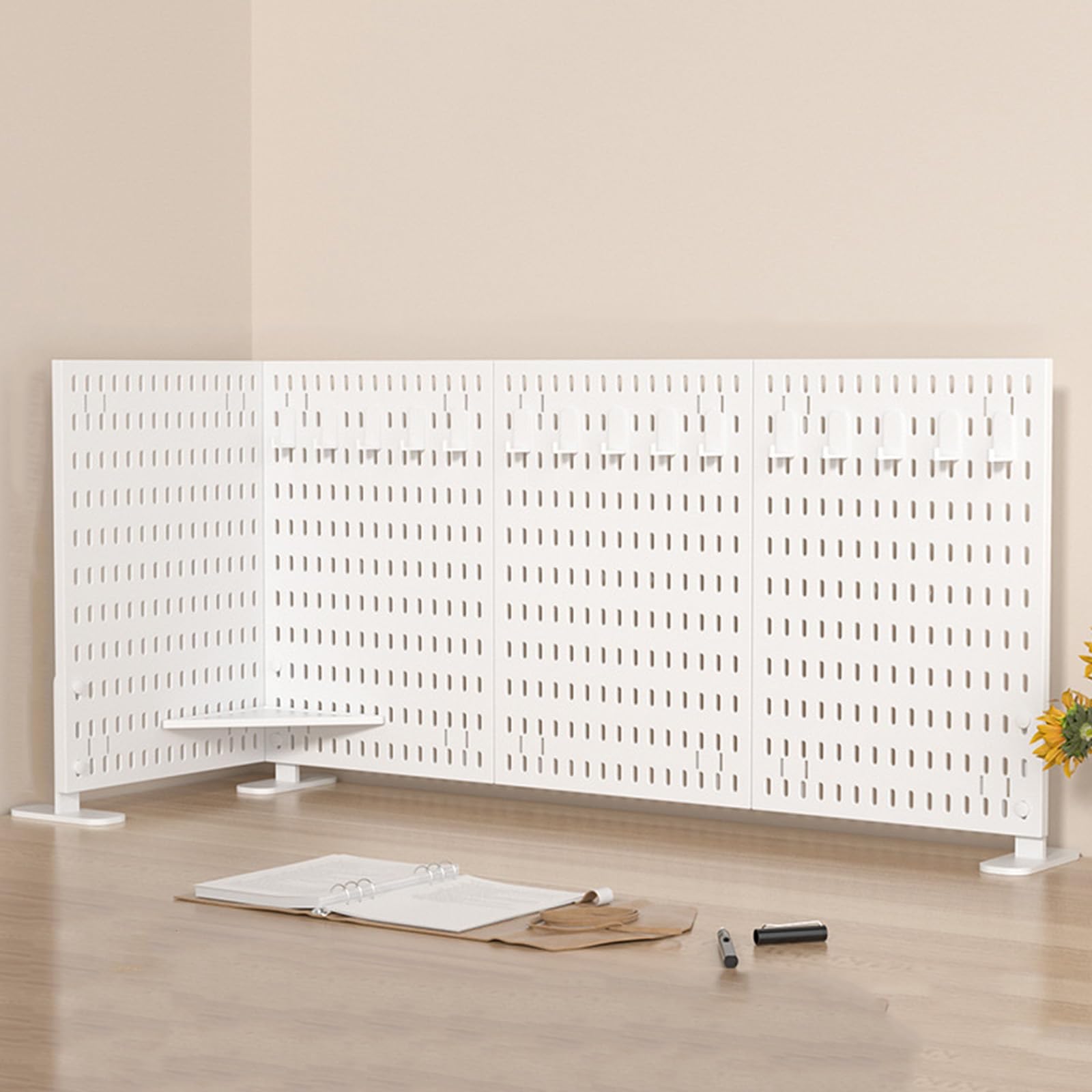 Scbtgkln White Clamp-On Desk Pegboard, Privacy Panel For Office, Pegboard Display, Desk Accessories For Office Gaming Home, No-Drill(,120X40cm/59 X15.7)