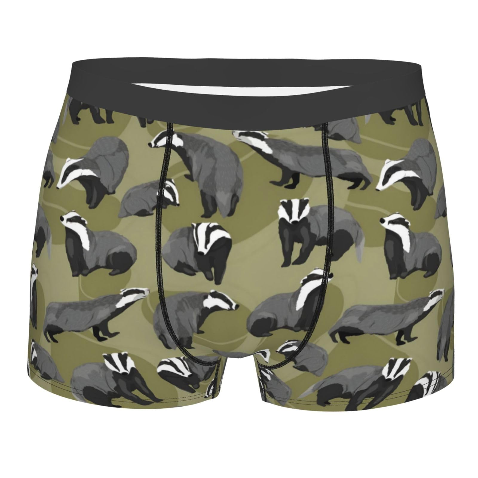 fifbird Men's Boxer Animal Badger Briefs Breathable Comfortable Short Stretchy Trunks Underwear Underpant With Elastic Belt Multicolor