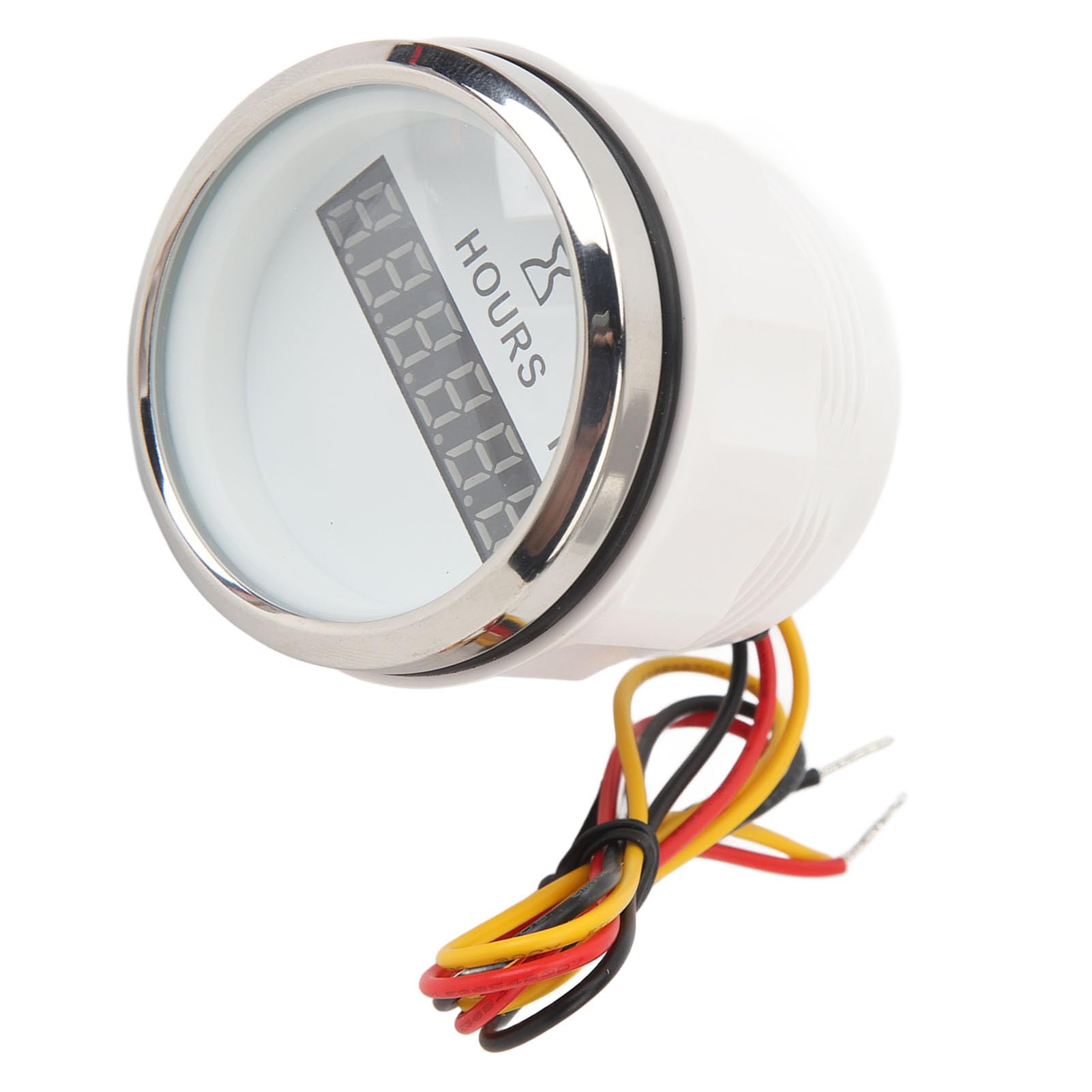 Contador Horario Digital Redondo para Barco DC 9‑32V 52MM, Contador Horario de Alta Precisión, Medidor Redondo para Vehículos Recreativos, Yates, Barcos de Pesca (esfera blanca