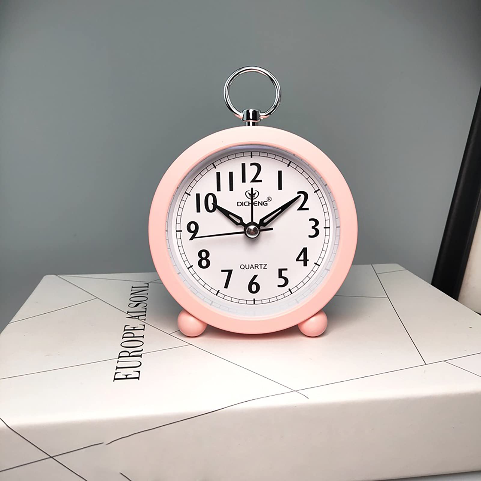 Reloj Despertador pequeño de Metal, Mini Despertador Digital de mesita de Noche, Mecanismo de Cuarzo, silencioso, sin tictac, para niños, Color Azul