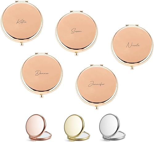 Espejo compacto personalizado, espejo personalizado con nombre, propuesta de dama de honor, espejo de bolsillo grabado (1)