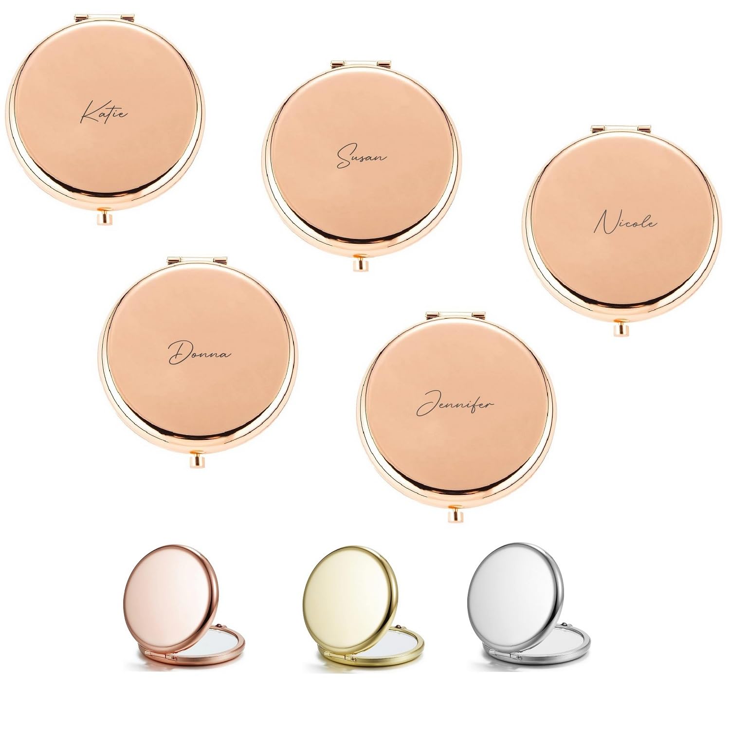 Espejo compacto personalizado, espejo personalizado con nombre, propuesta de dama de honor, espejo de bolsillo grabado (1)