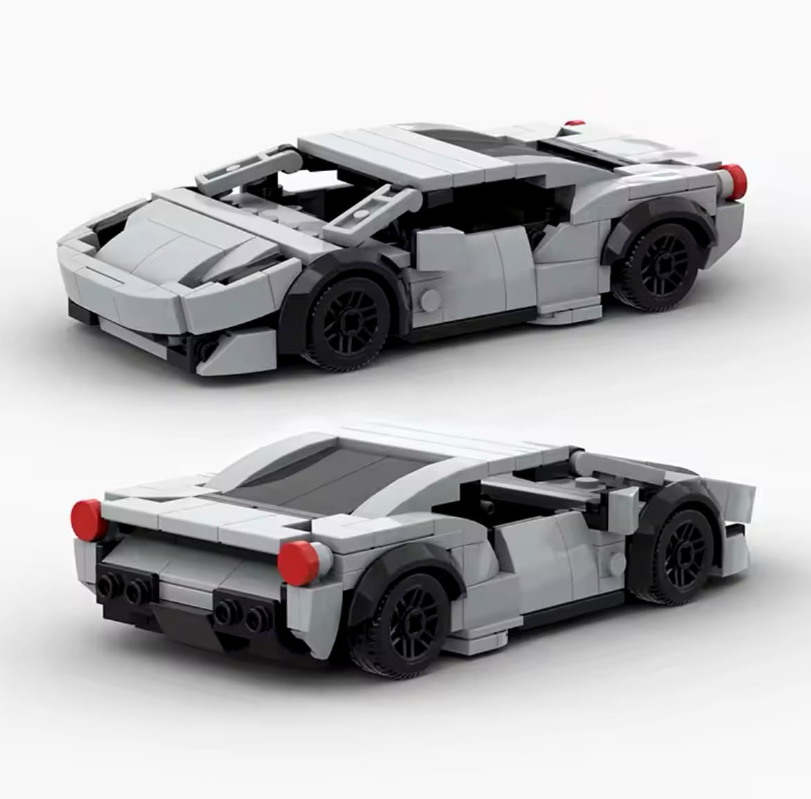 Building Brick Convertible Sports Car - Grey - 182 Pieces - Compatible with LEGO - Eco-Friendly ABS Plastic - Ages 6+