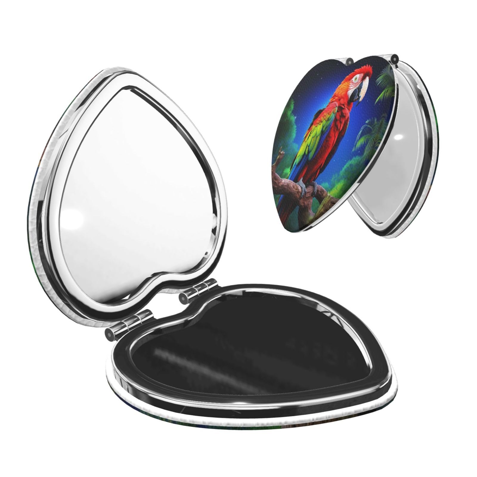DWVTSLH Parrot Compact Mirror for Purse, Double-Sided 2X/1X Magnifying Mirror for Women Men, Travel Makeup Mirror for Handbag, Handheld Vanity Mirror for Gift