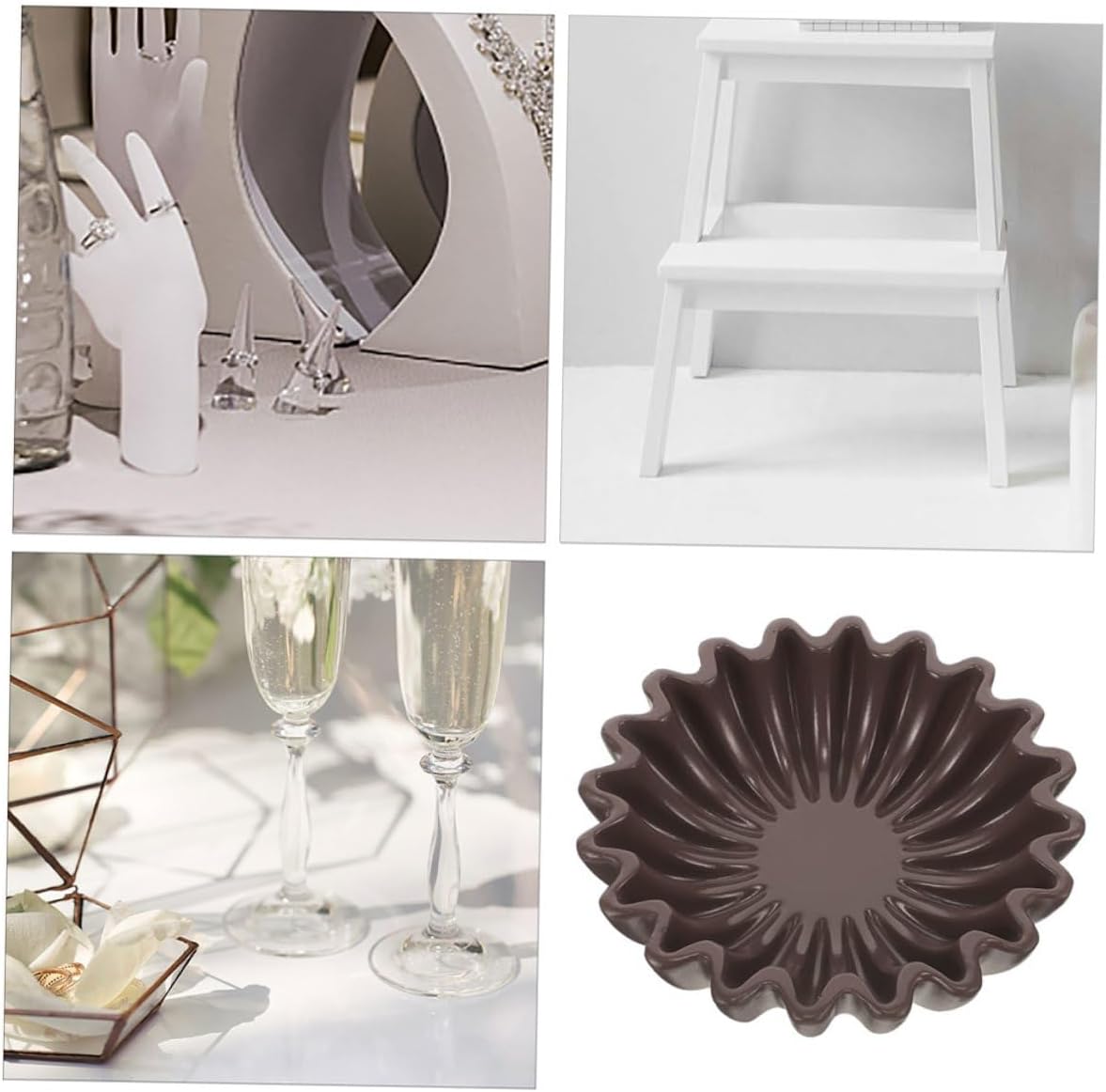 Housoutil Decorative Bowl with Scalloped Edges Black 10 Inch X 10 Inch Multipurpose Fruit Bowl Jewelry Holder and Key Organizer for Living Room Console Table Home Décor