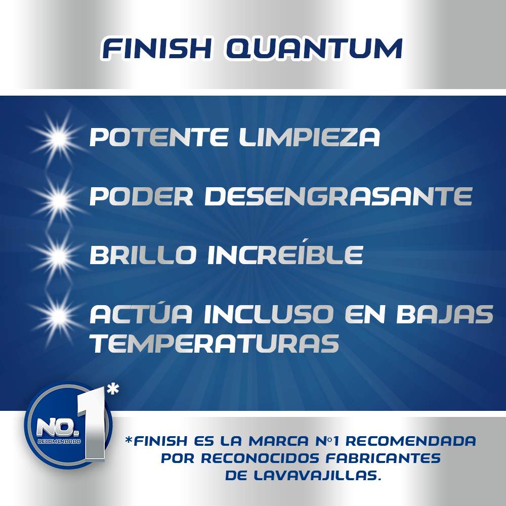 Finish Powerball Quantum All in 1 Pastillas para el Lavavajillas, 53 Pastillas (Paquete de 5)