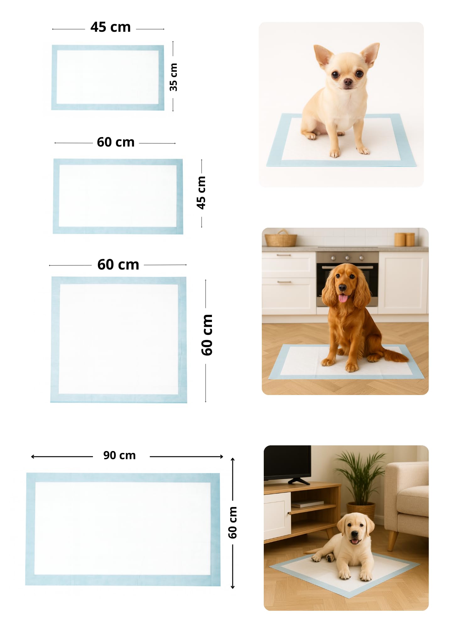 45x60 cm 400 Piezas Empapadores Higiénicos para Perros Cachorros 6 Capas Superabsorbentes Impermeables Secado Rápido Entrenamiento e Incontinencia