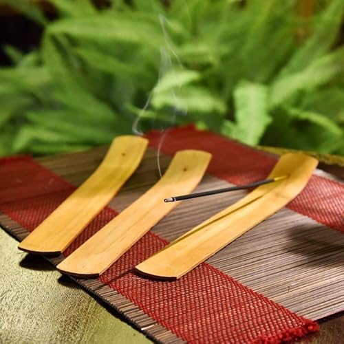 Log Incense Burner Bamboo Wooden Incense Stick Holder Burning Joss Insence Box Burner Ash Catcher 10Pcs #TOP4