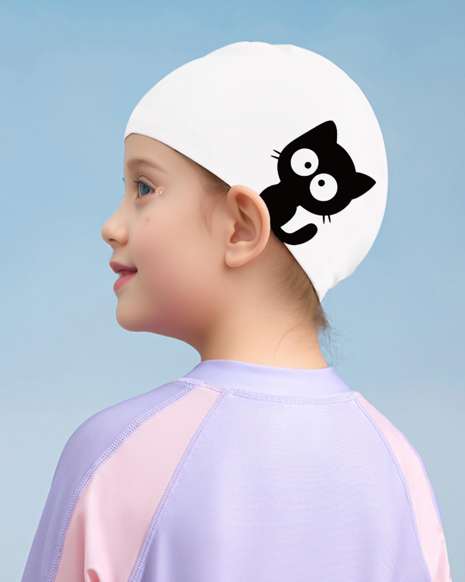Bonnet De Bain Enfant Silicone - Motif Fraise Ou Chat - Élastique, Imperméable, Doux - Pour Piscine Et Plage