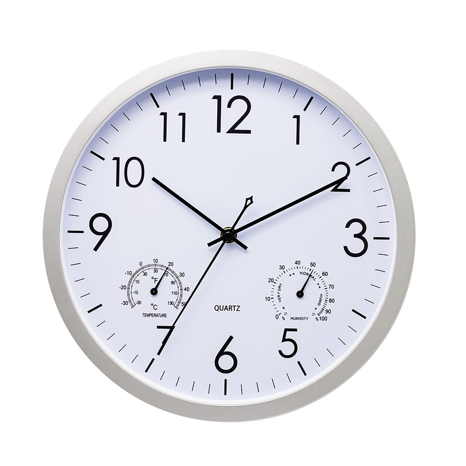 Orologio da giardino, resistente alle intemperie, per esterni, impermeabile, con temperatura, silenzioso e non ticchetta, per esterni, resistente alle intemperie, per interni ed esterni, 30 cm