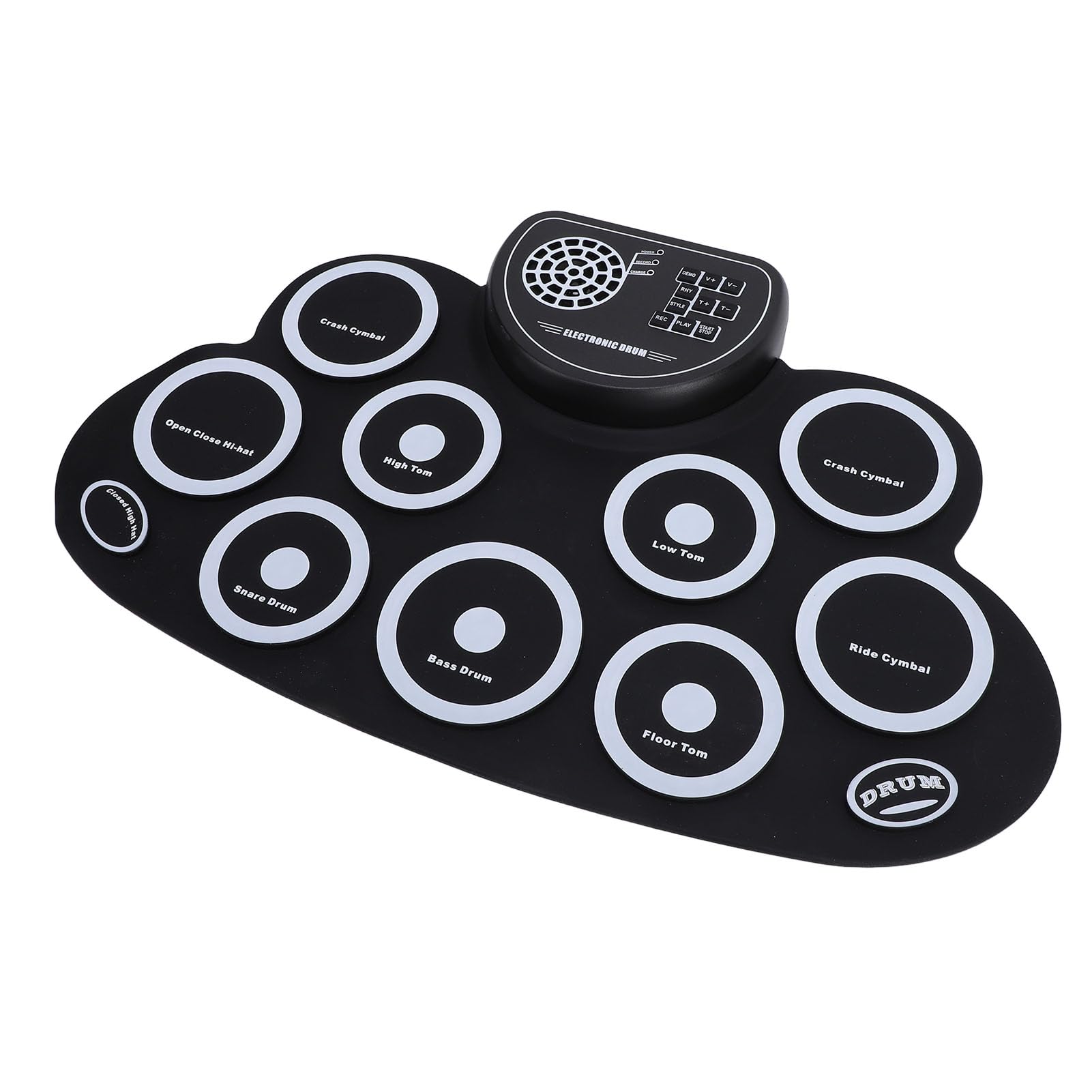Set di batteria elettronica, batteria elettrica portatile, altoparlante integrato ricaricabile, batteria elettronica con jack per cuffie, 9 cuscinetti in silicone per bambini e adulti