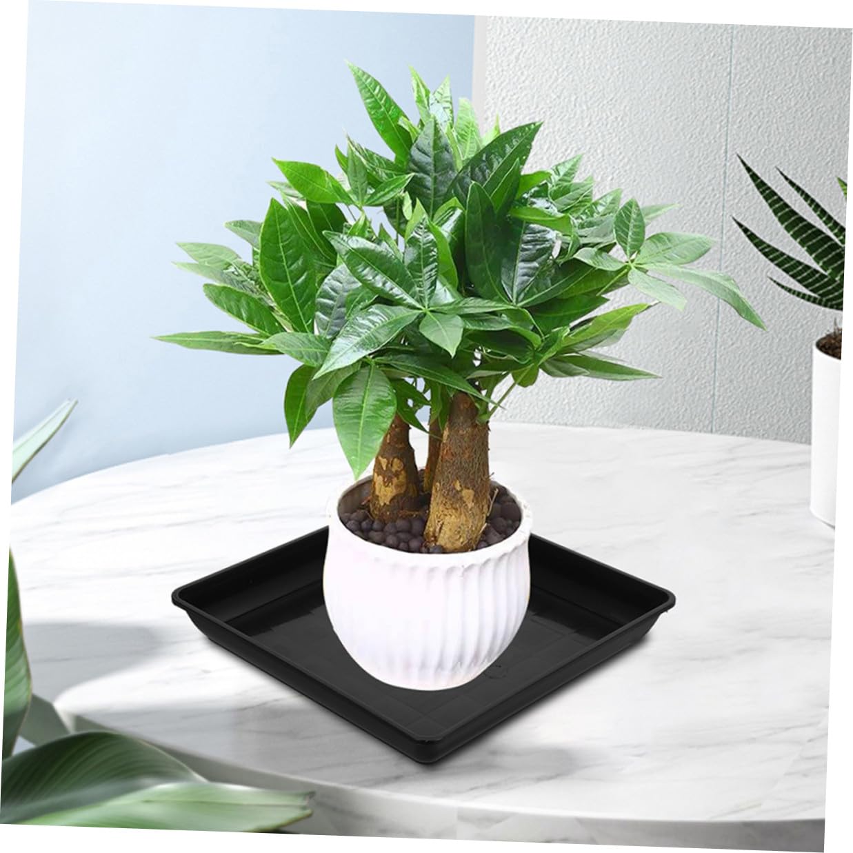 3 Bandejas de Goteo para Macetas de Plástico Negro Rectangular, Accesorio para Jardín Que Recoge el Exceso de Agua y Mantiene Limpio el Suelo o Escritorio