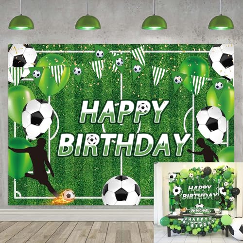 Toile de fond pour photographie sur le thème du football « Happy Birthday » - 210 x 150 cm