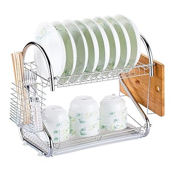 Walmeck- Multifunctional Bowl Storage Rack Draining Board Draining Rack Dish Rack Cup Bowl Holder Chopsticks Rack Cutting Board Holder