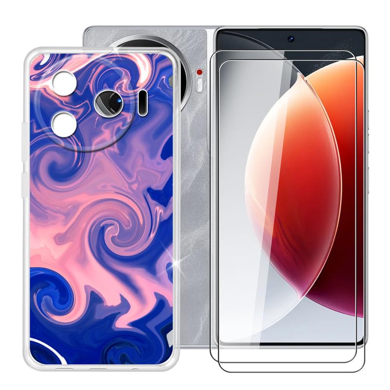For Tecno Camon 30 Pro 5G (6.78 inches) mobile phone case + screen protector (2 sets), non-slip bumper case shell protective case + tempered glass - curved light rays