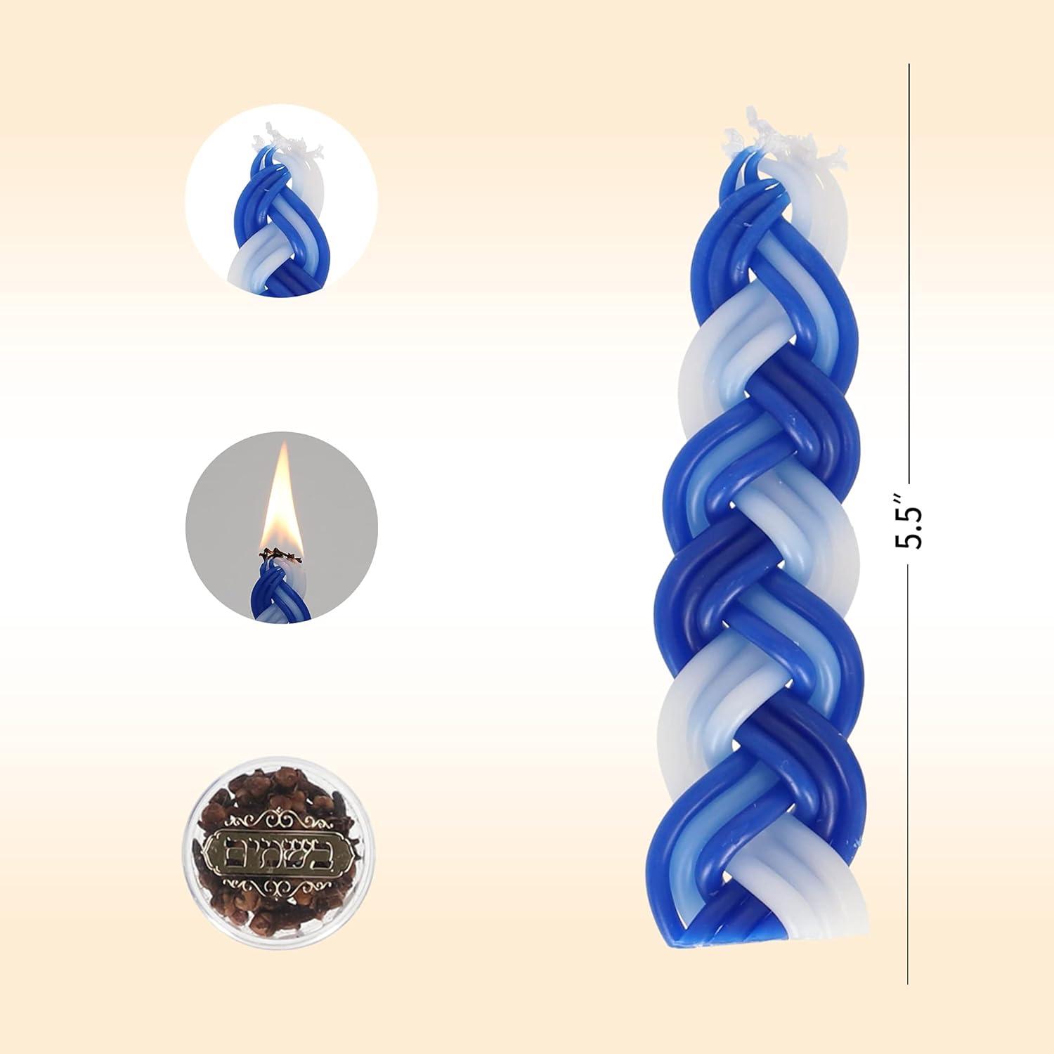 Shalhevet Light Havdalah Candle 100% Kosher with Besamim (Blue White Small) : Home & Kitchen