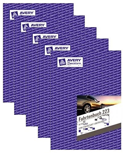 Avery Zweckform 223 Fahrtenbuch für PKW (A5, 40 Blatt) (5 Stück)