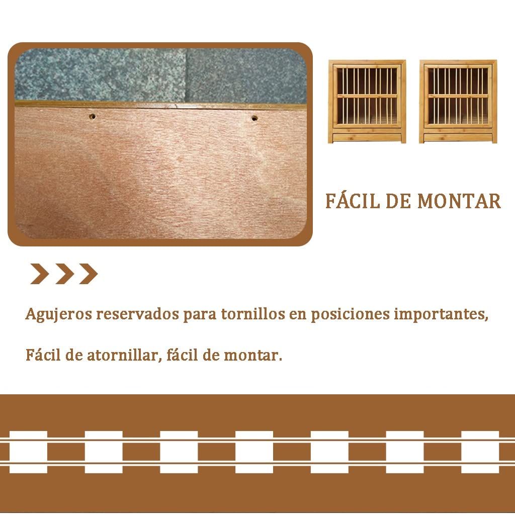 Jaula para Palomas de bambú Resistente con Bandeja extraíble para estiércol, Nido de fácil instalación, Jaula de emparejamiento Estable y de Montaje múltiple (marrón) cría