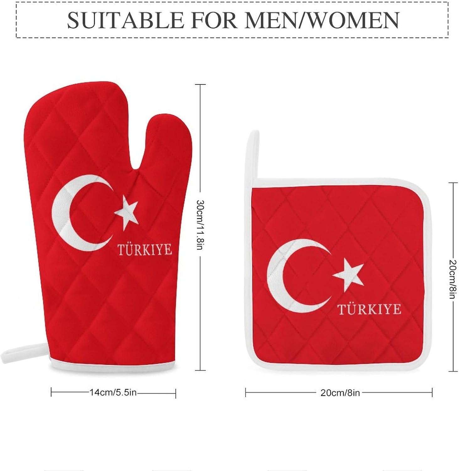 Turkey Turkish Flag of Türkiye Oven Mitts and Pot Holders 4Pcs Set Heat Resistant Cooking Mitts Hot Pads