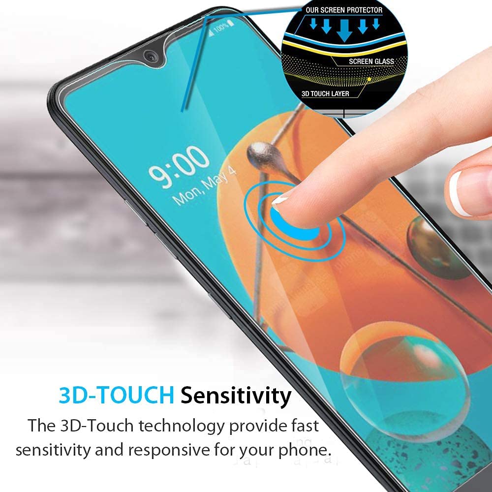 VIESUP For LG K51 Full Coveravge Screen Protector Tempered Glass, 9H Hardness Anti Scratch Screen Protector Glass Film For LG K51