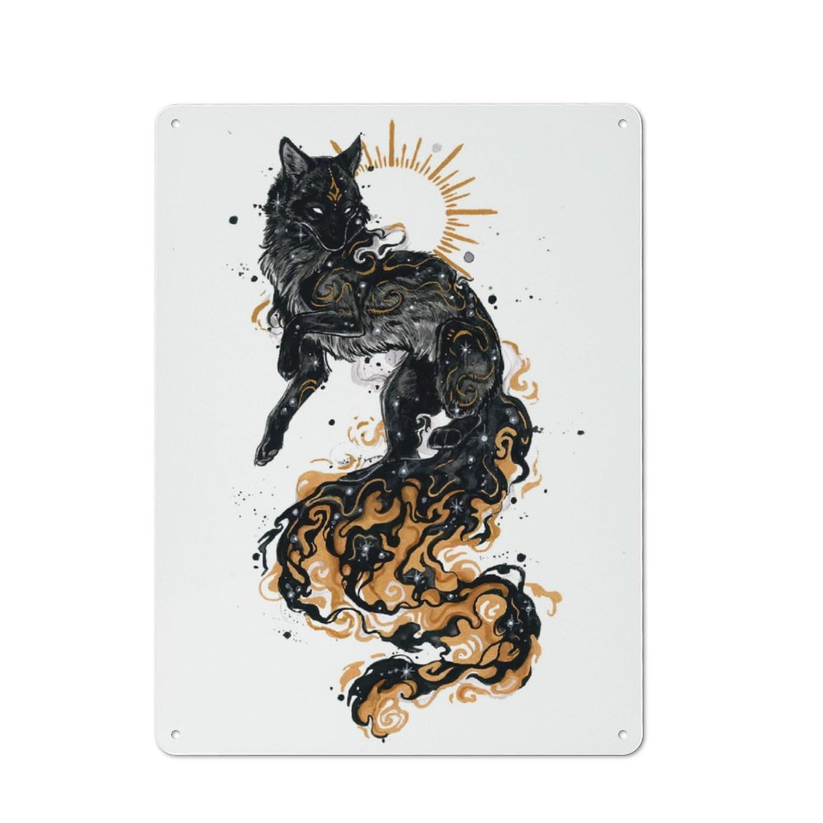 Junmoney Style-15 Fox Fires Industrial Metal Sign 40X30cm, Modern Retro Loft Wall Plaque For Modern Home, Workshop, Office Or Cafe