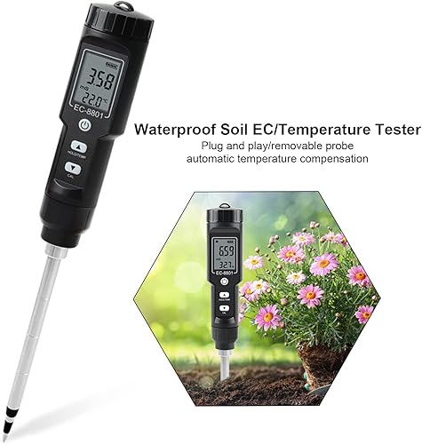 Miniatura 2 de Fydun EC Tester with LCD Display Soil Conductivity Temperature Meter for Garden Orchard