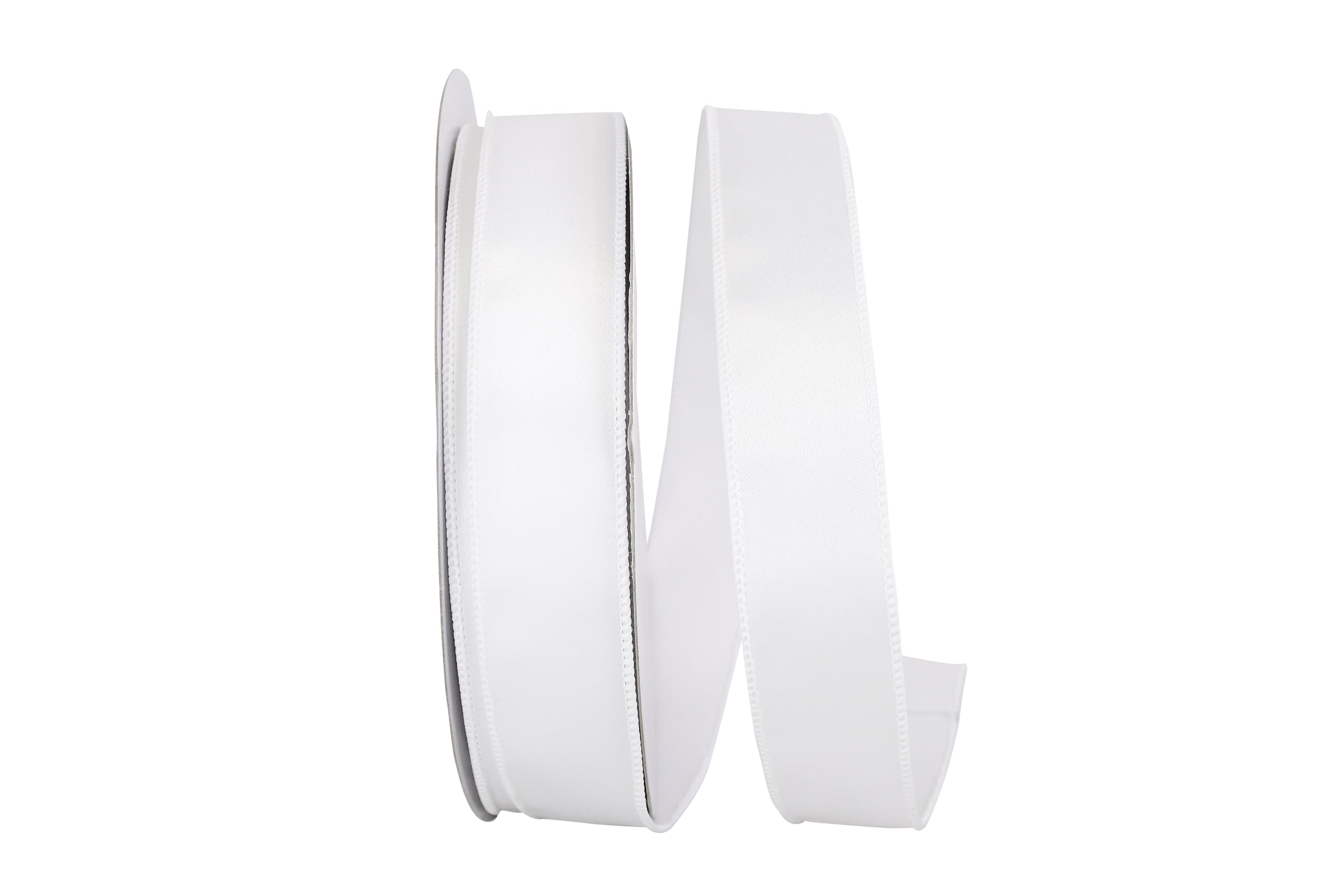 Reliant Ribbon 92575W-030-09K Satin Value Wired Edge Ribbon, 1-1/2 Inch X 50 Yards, White