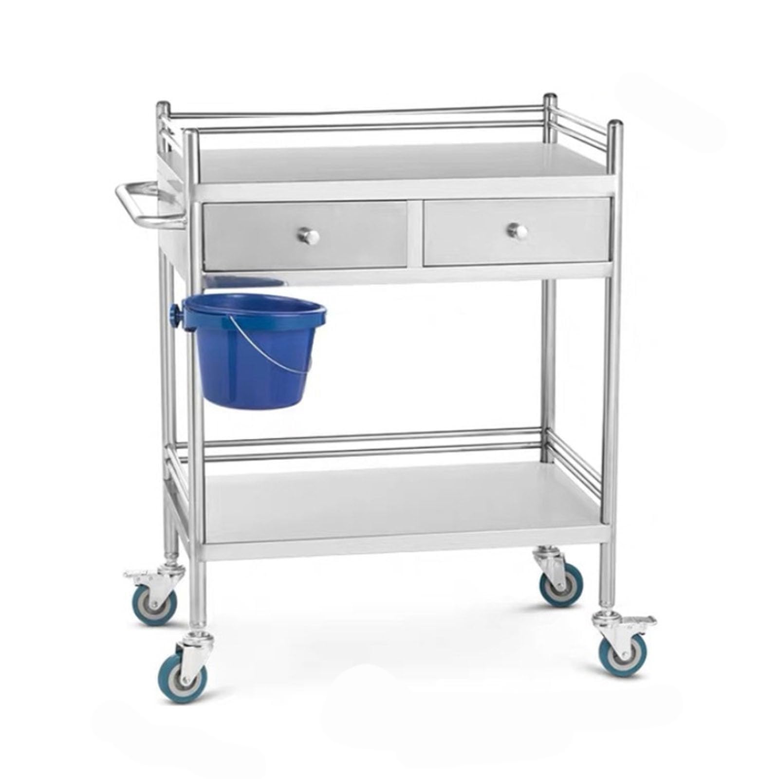 Carrello Medico con Ruote, Carrello per Laboratorio odontotecnico con 4 Ruote e 2 cassetti con Ruote bloccabili, carrelli con Ruote per Ufficio, Laboratorio, Aula, A1