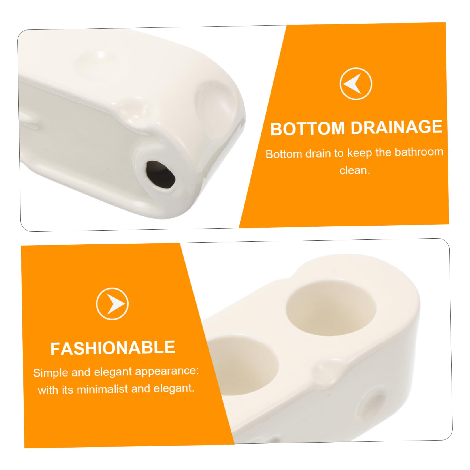 Porta Spazzolini in Ceramica Bianca Base da Appoggio | 4 Scomparti, Adatto a Bagno e Cucina, Supporto per Dentifricio e Pennelli, Stile Semplice ed Elegante